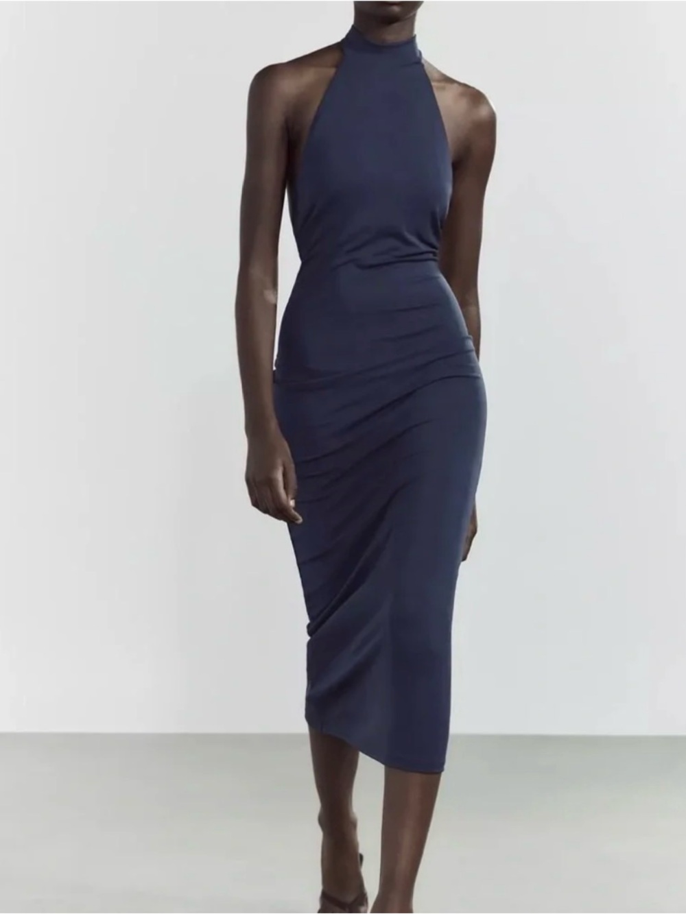Zara Navy Halter Maxi Dress - Women